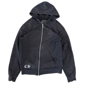 Chrome Hearts Black on Black Cross Logo Zip Hoodie Medium Made USA Vintage